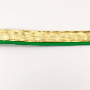 3 Yards, Flanged Insertion Gold Fabric Trim With Green Piping, 15mm Cord piping Trim Decorative Sewing Edge Trim Flanged Piping Cord